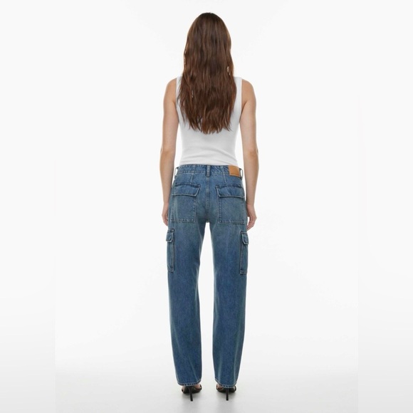 Aritzia Denim Forum The 90s Edie Lo-Rise Cargo Jeans Size 30 100% Cotton - Picture 2 of 16